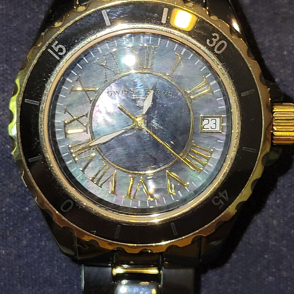 Swiss Legend Karamica ladies watch with Black Ceramic Band and Mother of…